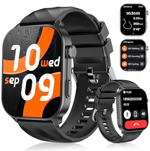 GPS Smart Watch for Men Women (Answer/Make Calls), 2.01 HD Screen Fitness Watch with Compass/Heart Rate/Sleep Monitor, 110+ Sports Modes Activity Tracker, 1 ATM Waterproof Smartwatch for Android iOS