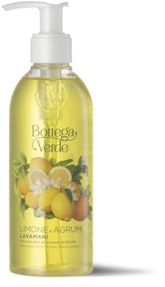 Bottega Verde - Limone e Agrumi, Lavamani, 250 ml, con estratto di Limoni di Sicilia, Detergente e Profumato, Formula Delicata, Ideale per Lavaggi Frequenti, per Tutti i Tipi di Pelle