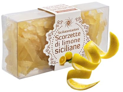 Sicilia Bedda - Scorzette di Limone Siciliane - Scorze di Limone Candite - Snack di Frutta in elegante confezione da 160 Grammi