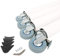 4er Set Tischbeine 710mm ø 60mm auf Rollen mit Bremsen Tischfüße Tischstempel (Weiß)