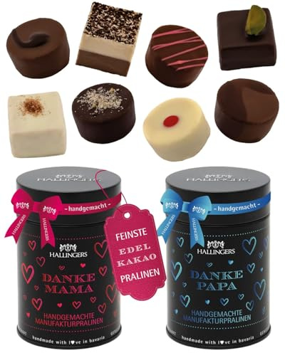 Hallingers Genuss Manufaktur Muttertagsgeschenk Pralinen Geschenk handgemacht ohne Alkohol aus Edelkakao zum Muttertag für Mama