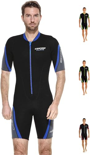 Cressi Playa Man Shorty Wetsuit – Kurzer Neoprenanzug 2.5mm aus Hochelastischem für Herren, Schwarz/Blau, M