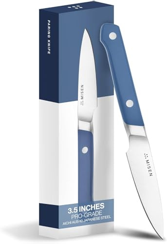 Misen Paring Knife – Precision Kitchen Knife with High-Carbon Stainless Steel Blade – Ergonomic Handle for Peeling, Trimming, and Slicing – Lightweight, Versatile Tool for All Culinary Tasks - Blue