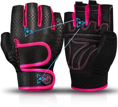 MOREOK Gewichtheber Handschuhe Workout Handschuhe -[3MM Gel] Fitness Handschuhe,Trainingshandschuhe Herren Damen für Krafttraining,Heben, Training, Rudern, Klimmzüge-Rosa-M