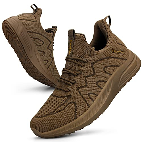 Feethit Women Trainers Casual Sneaker Shoes Gym Sport Tennis Khaki 8