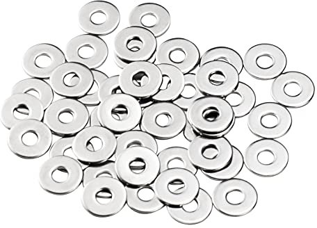Rondelles Metal M6, Rondelles Plates MeHurr 50 Pièces, Rondelle Inox M6 x 18mm, Rondelle en 304 Acier Inoxydable DIN9021 / ISO7093, Penny Rondelles pour Vis et écrous