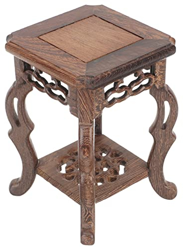 Alipis Home Decor Wood Stool Plant Riser: Square Small Plant Stand Rustic Stool Pot Holder Modern Decorative Display Stand Wooden Tray for Home Kitchen Patio Garden Decor Office Decor