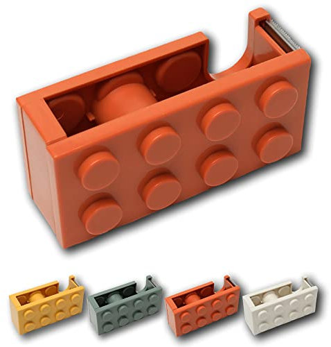 Dispensador Cinta Adhesiva en Forma de Bloque | Divertido | Regalo Ideal para niños/niñas y adolescentes | 4 Colores Disponibles | Portarrollo para Escritorios (Rojo)