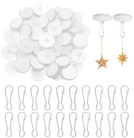 30 PCS Crochet Adhésif Plafond Transparents Auto-adhésifs avec 30 Pièces Clips de Mât de Drapeau pour Suspendre des Moustiquaires et des Décorations Lumineuses