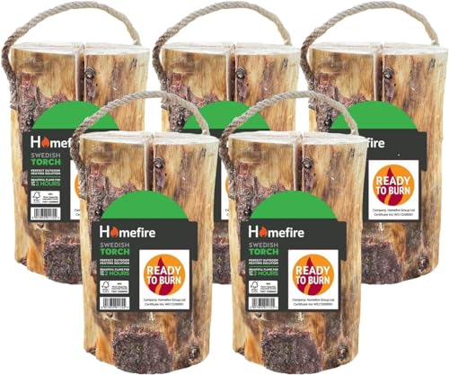 Eco-Friendly Swedish Torch Logs for Outdoor Cooking, Camping, BBQ & Fire Pit (5)
