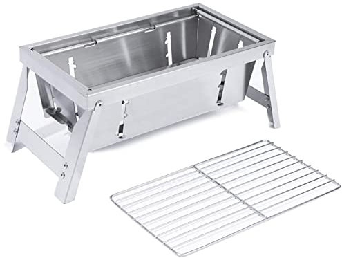Mini parrilla plegable portátil para picnic al aire libre y camping, estufa de barbacoa de carbón con pinchos, juego de utensilios de cocina compacto