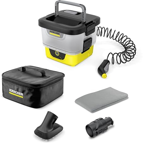 Kärcher Mobile Outdoor Cleaner OC 4 + Pet Kit, Fördermenge: 2 l/min, Gewicht: 3,1 kg, Wassertank: 8 l, Lithium-Ionen-Akku, Spiralschlauch, Gerätefilter, Kegel-/Flachstrahldüse, Handtuch für Haustiere