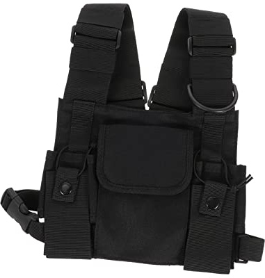 JOINPAYA à poitrine à coffre gilets ceinture pectorale radio support de de radio titulaire de la radio à la poitrine plates-formes de poitrine Tissu Oxford Noir