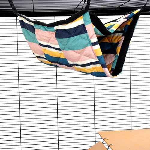 Little Friends Giant Double Bunkbed Hammock – Soft Hanging Bed for Rats, Ferrets, Chinchillas & Small Animals – Dual Layer Cosy Cage Accessory - Abstract Check