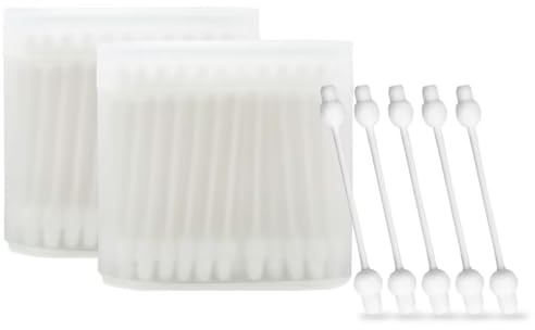 Bacchette di cotone biologico con grande testa di sicurezza (200 pezzi), in pratica scatola a cubetti, bastoncini per orecchie per neonati e bambini