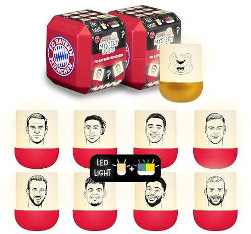 MegaLight EGGY & Friends Blind Box Mini Nachtlichter 2er Pack | FC Bayern München Fanartikel | zufällige Figurenauswahl | 2 aus 9 zum Sammeln l 5 Lichtfarben | EGGY'S Mystery Lights FCB Edition