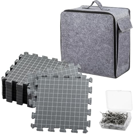 tuwiwol Tappetini di bloccaggio per lavorare a maglia con griglie per principianti amanti del lavoro a maglia e ricamo grigio, grigio, tappetino 32x32cm