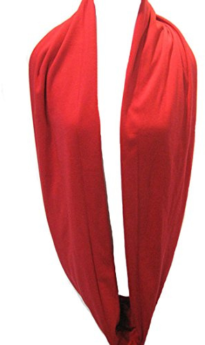 LerBen® Womens Ladies Soft Cotton Snood Scarf Solid Infinity Loop Scarves Neck Wrap Red