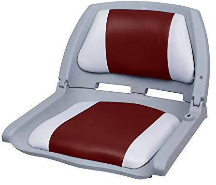 pro.tec Bootsstuhl/Steuerstuhl - klappbar und gepolstert [rot-weiß] Kunstleder