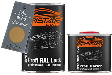 RAL 8000 Grünbraun brillant Pot de peinture automobile 2K 1,5 litre / 1500 ml durcisseur inclus