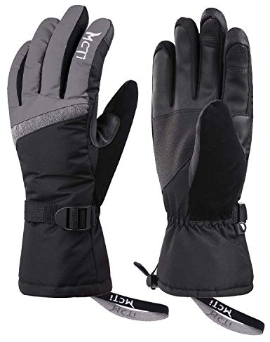 Kineed Skihandschuhe Damen Touchscreen Winterhandschuhe Wasserdicht Snowboardhandschuhe Winter Warm Schnee Handschuhe Winddicht 3M Thinsulate Grau S