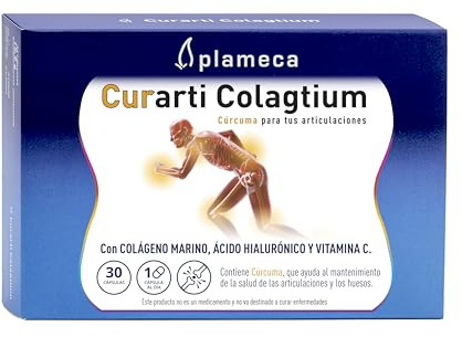 PLAMECA Curarti Colagtium Articulaciones y Cartílagos, con Membrana de Huevo, Colágeno Marino, Cúrcuma, Colágeno en 1 sóla cápsula, 30 Cápsulas