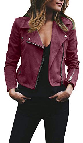 Veste en Suédine Marron Femme Petite,Overdose 2019 Hiver Soldes Manteau Court en Cuir Perfecto Femmes Blouson Casual Outwear