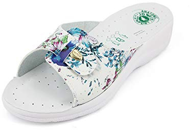JOMIX Ciabatte Donna Estive Comode Ciabatte Donna Casa Estive Zeppa Pantofole Ortopediche Anatomiche a Strappo ITD1463-8 (Fiorato Blu, 39)
