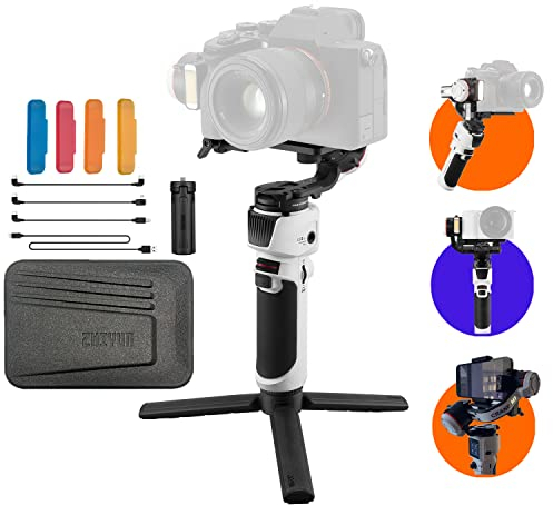 Zhiyun Crane M3,Gimbal Estabilizador de cámara portátil de 3 Ejes Diseño Todo en uno para cámara sin Espejo,Gopro,Smartphone, Sony A6600,Fujifilm,Canon M50,M5, para Gopro Hero10/9, para iPhone 15/14