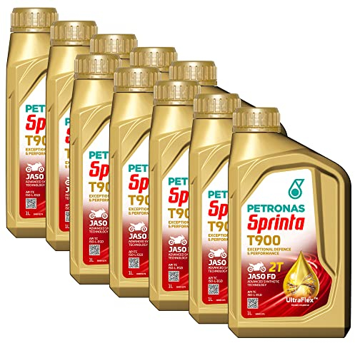 Petronas Kit 10x Sprinta Olio Motore 100% Sintetico per Moto e Scooter 2 Tempi T900-10 Confezioni da 1 Litro