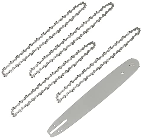 4-Pack Chainsaw Chains with 14-Inch (35 cm) Chainsaw Guide Bar, 14 Guide Bar, Replacement Chain Saw Chains - 3/8 Pitch - 52 Drive Links - 0.050(1.3mm) Gauge