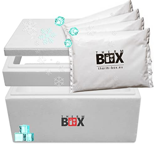 THERM BOX Modularbox 43M mit 4X Kühlakku für Kühlbox 43L Innen: 49x30x28cm Transportbox Thermobehälter Wiederverwendbar