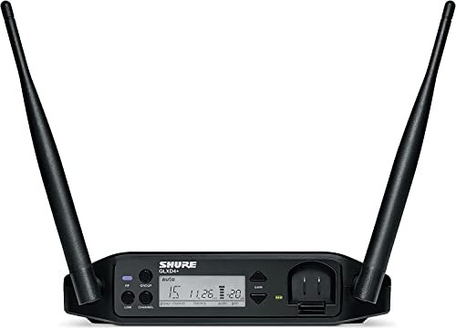 Shure GLXD4+ Pro Digital Wireless Single Channel Receiver, Dual Band (operates in 2.4GHz and 5.8Hz), 100 ft Range - for use with GLX-D+ Dual Band Wireless Systems (Transmitter Sold Separately)