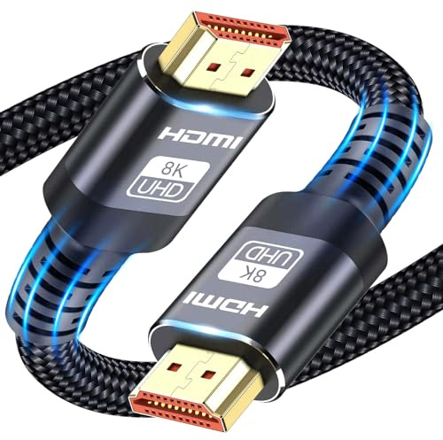 ATETEO 10K 8K HDMI-kabel 2.1, 5 m Ultra HD-kabel höghastighetskabel 48 Gbps, HDMI-kablar (8K @60Hz 7680x4320, 4K@120Hz) stöder dynamisk HDR, eARC, Dolby Atmos med mera