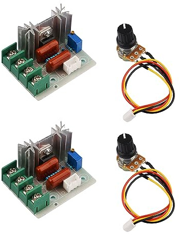 Motorvarvtalsregulator, Aideepen 2 st AC 50 V–220 V 25 A 2000 W SCR förkopplad justerbar motor varvtalsregulator, justerbar spänningsregulator LED-dimmer-modul med varvtalsregulator