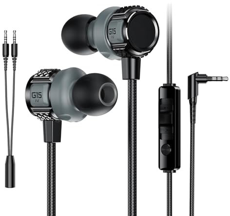 Youding Auriculares con Cable con cancelación de Ruido - Auriculares intrauditivos con Monitor de 3,5 mm,Auriculares Ligeros con Cable y micrófono para 4 Tapones de Silicona y 1 Clip para Cables