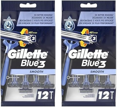 Gillette Blue 3 Smooth Einwegrasierer, 12 Stück (Packung mit 2)