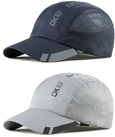AYPOW 2 Packs Gorra de BéIsbol de Secado Rápido Deportiva Hombre, Gorra Running de Protección Solar Transpirable Unisex, Gorras de Verano Malla Ligera Plegable Sombreros de Verano con Hebilla