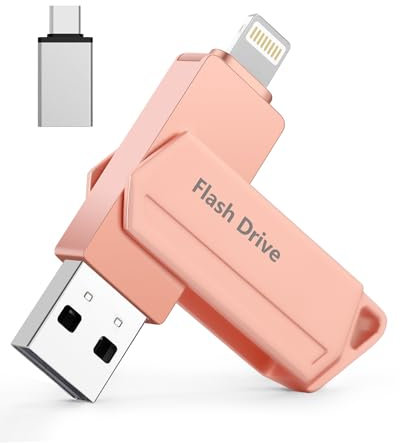 Chiavetta USB per iPhone 256GB MFi Certified 3 in 1 Penna USB 3.0 Lightning chiavette USB c Photostick Pen Drive Pennetta per iPhone/iPad/iOS/Android/Mac/PC - Memoria Esterna(Rosa)