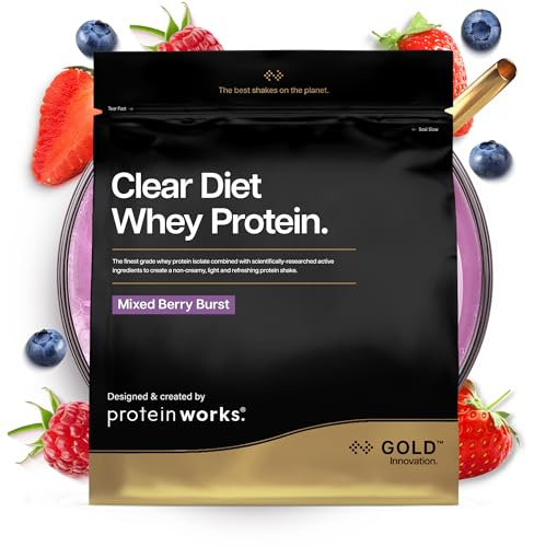 Protein Works | Clear Diet Whey Protein - Gold Innovation, Whey Protein Isolate Powder, Refreshing High Protein Drink, Mixed Berry Burst, 20 Servings, 500g