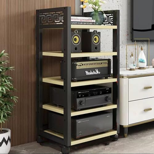 ZIUSFAC Meuble Stéréo Appareils DAC Audio Rack Multifonctionnel Support AV Media Meuble HiFi Media Stand pour Composants Audio Vidéo Etagère(White Maple,5 Tier)
