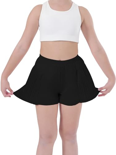 SPFASZEIV Pantalones Cortos de Mariposa para Niñas con Bolsillos 2 en 1 Falda Pantalón para Correr Tenis 3-4 años Negro
