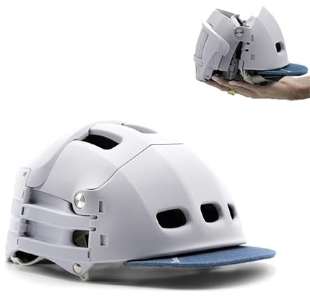 Overade Plixi Faltbarer Helm für Fahrräder, E-Scooter - Volumen durch 3 geteilt - ce en1078 Zertifiziert, gleicher Schutz wie EIN klassischer Helm (Artic White, L/XL (59-62 cm))