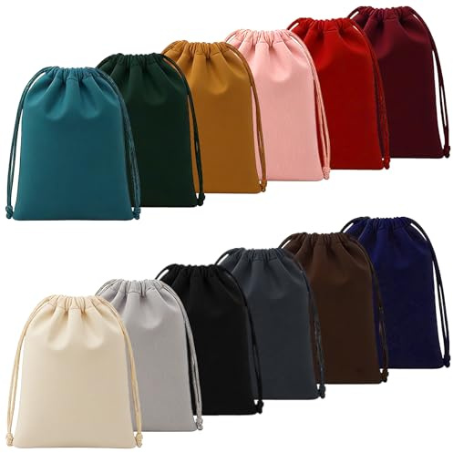 TXXATX 12 Piezas Bolsa Terciopelo 20x15 cm Bolsas Pequeñas de Terciopelo con Cordón 12 Colores Bolsas de Joyería para Joyas Pulseras Anillos Bodas Cumpleaños Regalos