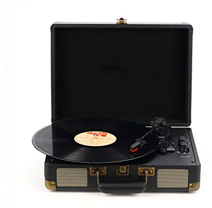 WDWDW Giradischi Bluetooth con Giradischi in Vinile a 3 velocità, Giradischi Vintage a Valigia, fonografo nostalgico Portatile