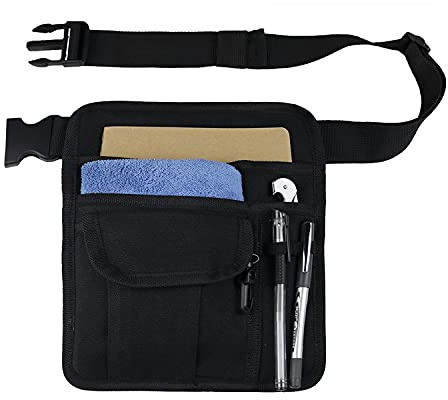 SweetMmj Restaurant Server Apron Waiter Waist Money Pouch Bag Adjustable Belt Check Holder Gardening Tool Belt(Black)