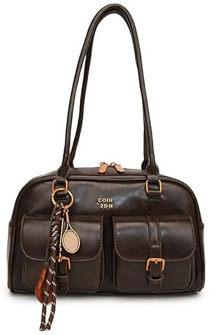 GSenhui Boston Tragetasche Damen Vintage Umhängetasche Klein Handtasche mit Mehreren Taschen, Doppeltasche Schultertasche Bogen Tote Bag Handbags for Reisen Arbeit