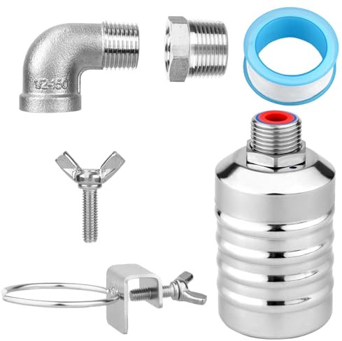 Gosknor Kit de Robinet à Flotteur d'Eau, 1/2 à 3/4'' en Acier Inoxydable de Qualité Supérieure Vanne Flotteur Contrôle Automatique du Niveau d'Eau Idéale pour Aquariums Piscines Abreuvoirs Bétail