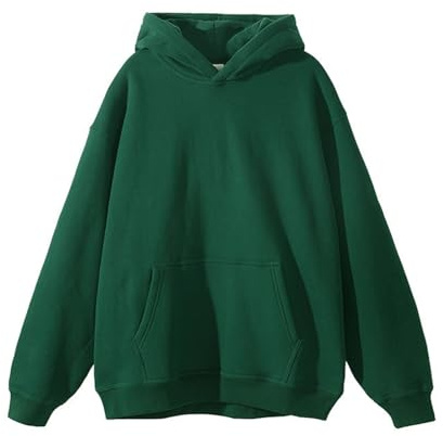 DENGJIAMY - Sudadera con capucha para hombre, casual, básica, holgada, manga larga, con bolsillo, para hombre, lisa, talla grande, sudaderas con capucha para otoño, verde, 5XL