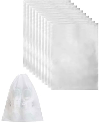 JUKOTA 10 Pezzi Sacchetti Portascarpe da Viaggio - Tessuti non tessuti per la protezione solare e per lo stoccaggio - Borsa Antipolvere 48x32cm,Per Uso Quotidiano e Conservazione(Bianco)
